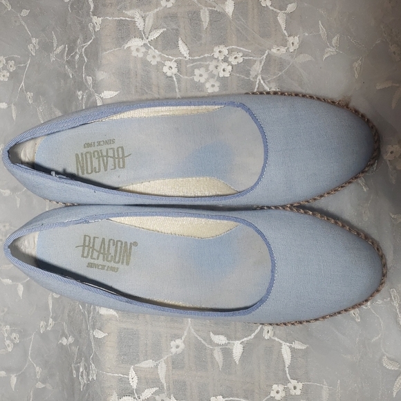 Vintage espadrilles baby blue canvas and braided wedge,women's size 7. - Picture 8 of 9